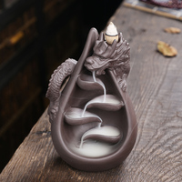 Porte-encens en céramique sur le thème du dragon, brûleur d'encens à reflux en forme de cône