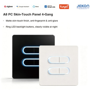 สวิตช์ไฟอัจฉริยะแบบสัมผัส Tuya Zigbee 3.0 A8 4 ปุ่ม รุ่นบางพิเศษ 86 ขนาด 6 มม. AC110V 250V ไฟวงแหวน LED  รองรับ <span class=keywords><strong>Alexa</strong></span> และ Google Voice Cont - Product Image 4