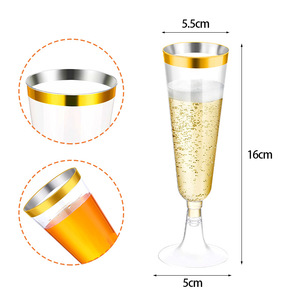 Flûtes à <span class=keywords><strong>champagne</strong></span> jetables en plastique pour cocktail, verres à vin pour mariage, anniversaire, Nouvel An, Noël - Product Image 4