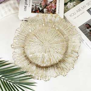 Assiettes de service de luxe transparentes à bords dorés, faites à la main, pour banquets de mariage, décoration rétro classique, personnalisables - Product Image 6