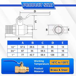 Válvula de Bola de Paso Completo de 3/4 Pulgadas, Paquete de 2, Latón Forjado de Alta Resistencia, 150 PSI <span class=keywords><strong>WSP</strong></span>/600 PSI WOG, Agua, Aceite, Gas, Macho Hembra NPT - Product Image 5