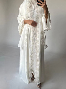 Sharut Abaya Factory OEM/ODM Dubai Abaya Luxury Ramadan <b>EID</b> Islamic Muslim Women <b>Dress</b> Modest Kimono Embroidery Lace Abaya <b>Dress</b> - Product Image 3