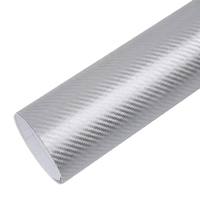 Autocollants 3D de qualité pour voiture/téléphone/ordinateur, film vinyle effet fibre de carbone argenté, rouleau de décalcomanies, usage unique, amovible plus de 5 ans