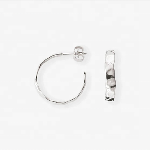 Pendiente de aro mediano de Plata de Ley 925 martillado Banket para mujer, joyería de oro de 14K, venta al por mayor - Product Image 4