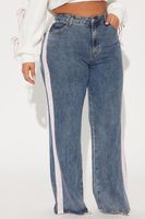 Jean en denim taille haute pour femme, coupe ample, jambe large, avec empiècements en dentelle sur le côté, poche arrière en forme de cœur et détail nœud, longueur ras du sol, idéal pour l'été
