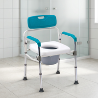 Siège de toilette surélevé moderne en aluminium argenté de luxe, avec poignées pliables, réglage de la hauteur sur 5 niveaux, capacité de 100 kg
