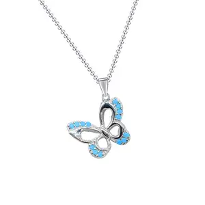 925 Mexican Wholesale Beautiful Turquoise Bling Butterfly Pendant Diamond Fine Jewelry 925 Silver Gold Plating Necklaces