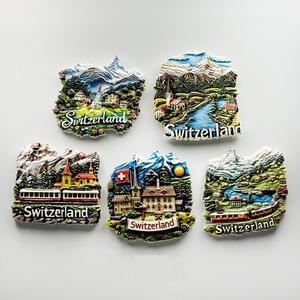 Pour le Style moderne <span class=keywords><strong>suisse</strong></span> Interlaken Bern Montreux cadeaux scandinave décor à la maison résine aimants pour réfrigérateur autocollant magnétique forme moyenne - Product Image 1