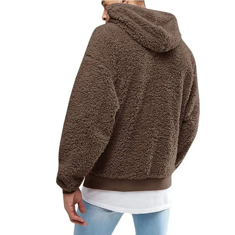 2021 New Arrival Lamb wool hooded sweater plush plus fleece hood men's hoodies custom hooded sweater