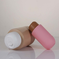 Bouteille d'emballage en plastique avec bouchon à disque personnalisé, logo personnalisé, 100/300/400 ml, HDPE, finition mate, toucher doux, gel corporel, shampoing et après-shampoing