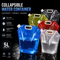 Emballage de conteneurs de boisson en plastique transparent pliable portable de 4 L 5 litres, emballage personnalisé avec bec verseur, sac d'emballage pour l'eau