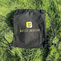 Sacs à dos en coton noir grande capacité avec cordon de serrage, sacs de shopping, sacs de sport réutilisables en toile avec logo personnalisé