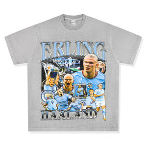 T-shirt à manches courtes personnalisé avec graphique de superstar du football norvégien, 250 GSM, poids lourd, surdimensionné, streetwear pour hommes - Product Image 2