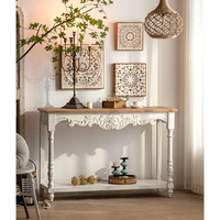 Maison Décoration rustique antique européenne Sculpture sur bois Mobilier de salon Table console