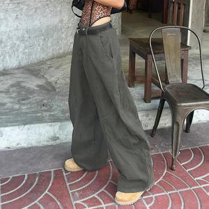 <span class=keywords><strong>Jean</strong></span> Bootcut Américain Vert <span class=keywords><strong>Militaire</strong></span> Style Streetwear, Coupe Slim et Drapée, Chic, <span class=keywords><strong>Taille</strong></span> <span class=keywords><strong>Haute</strong></span>, Ample, Décontracté pour Filles - Product Image 1