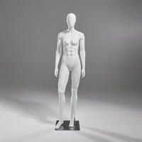 Mannequin athlétique féminin grandeur nature, pose debout avec les bras tombants, en fibre de verre avec base en métal/verre, M002-Jade-5