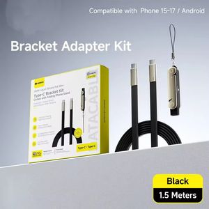 Câble de charge rapide PD 240W Type-C <span class=keywords><strong>vers</strong></span> Type-C avec support de téléphone pliable, cordon de chargeur combinable <span class=keywords><strong>gratuit</strong></span> pour <span class=keywords><strong>iPhone</strong></span> 15-17 <span class=keywords><strong>Android</strong></span> - Product Image 6