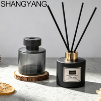 Bouteille diffuseur à roseaux en verre noir personnalisée de 140 ml, vide, ronde, pour aromathérapie, pour parfum d'intérieur
