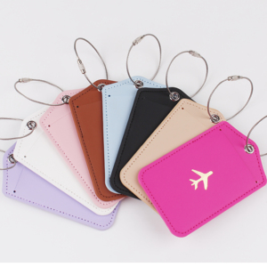 Étiquettes de bagages en cuir souple imperméables de haute qualité avec logo, étiquettes d'identification personnalisées en gros avec motif de lettres - Product Image 1