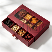 Boîte cadeau personnalisée à plusieurs compartiments avec fenêtre transparente, boîte d'emballage pour fruits secs et noix, matériau écologique, boîte de présentation pour chocolat