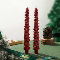 Bougies décoratives en cire de soja en forme de sapin de Noël, longues et coniques, pour la table des fêtes et la décoration intérieure (vente en gros)