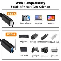 Cable de Datos OTG Portátil USB 2.0, Adaptador de Cable OTG de 16.5 cm, Adaptador de Cable USB 2.0 Tipo C para Macbook, Adaptador USB a Tipo C