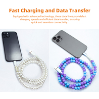 2024 Fábrica al por mayor joyería cadena cuentas cable USB carga rápida teléfono móvil cable de datos personalizado 1M 2M para iPhone androird