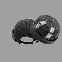 Chapeau de Propriétaire en Gros Mode Personnalisé en Coton Denim Délavé Style Docker Rétro Sans Bord pour Hommes