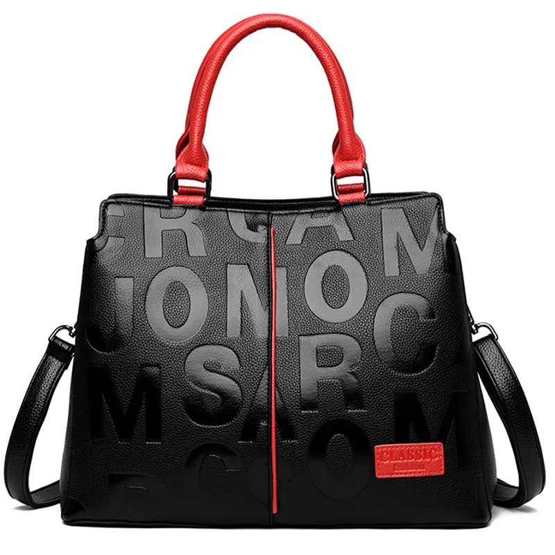 Nuova borsa da donna con Logo personalizzato alla moda borsa Tote di grande capacità con lettere stampate in PU