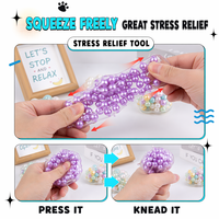 TONGXIN Lot de 5 Pinces à Cheveux Squishy Patte de Perle en TPR à Remontée Lente, Perles Transparentes, Accessoire de Beauté Anti-Stress, OEM
