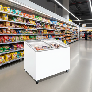 Congelador Horizontal Comercial de 290 L, Una Sola Temperatura, para Supermercado, con Tapa de Vidrio, 2 Puertas, Conservador de Helados, Color Blanco - Product Image 3