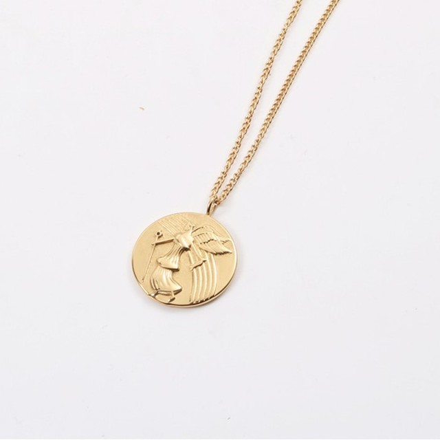 Fairy Tale Serious Jewelry Stainless Steel IRIS Pendant Coin Necklace