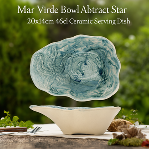 Ciotola Mar Verde con Motivo Astratto a Stella 20x14cm 46cl, Piatto di Servizio in Ceramica - Product Image 3