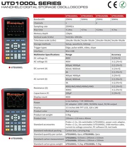 UNI-T UTD1050DL ออสซิลโลสโคป 2 ช่องสัญญาณแบบพกพา หน้าจอ LCD สี ดิจิตอล 50MHZ ออสซิลโลสโคป UTD1050DL มัลติมิเตอร์แบบดิจิตอล ระดับมืออาชีพ - Product Image 6