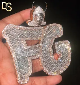 Custom Rose Gold VVS Baguette Moissanite Pendant 925 Sterling Silver Mens Iced Out Hip Hop Logo Letter Charm Rapper Jewelry