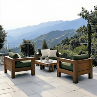 Ensemble complet de meubles de jardin en teck massif SIGMA, comprenant canapé, table à manger et chaises, vente en gros d'usine