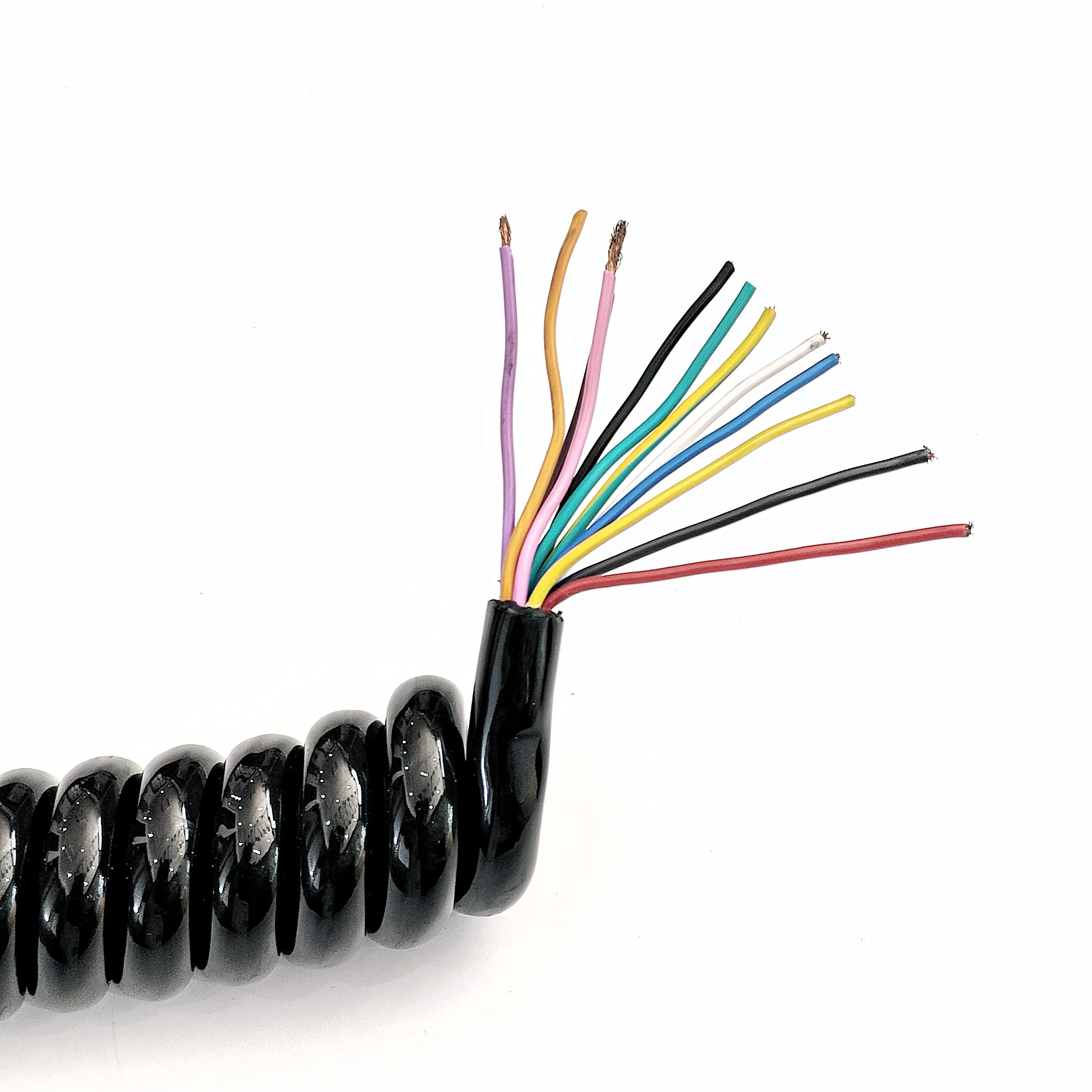 Sıcak satış TPU siyah bahar tel 12-core 1.5mm 2 spiral kablo