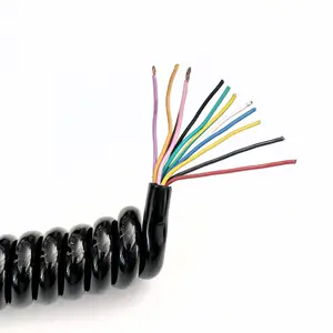 Hot Selling TPU Black Spring Wire 12-core 1.5mm2 Spiral Cable