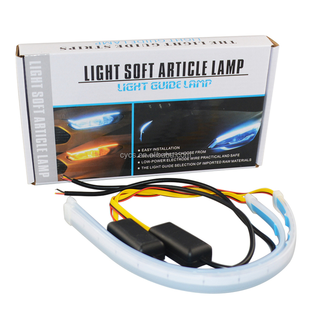 Vehicle Parts Auto Lighting Systems Daytime Running Light Universal 30cm White/Yellow Soft Flexible LED DRL Strip Light 12V