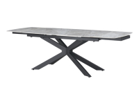 Table de restaurant contemporaine extensible sur pieds métalliques croisés Table de cuisine Table à manger de luxe