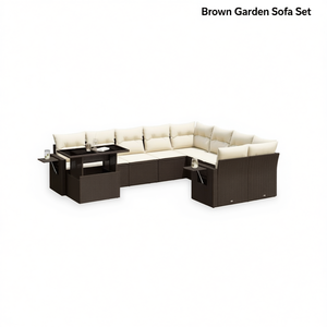 Brown Garden <b>Sofa</b> Set <b>Rattan</b> Outdoor Furniture 6 Seater Weather Resistant Contemporary Design - Product Image 1