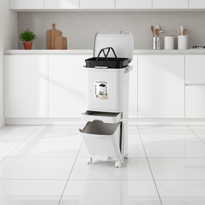 Bidone della <span class=keywords><strong>Spazzatura</strong></span> in Plastica a Tre Livelli <span class=keywords><strong>Salvaspazio</strong></span> Grande Capacità per Cucina Riciclabile Contenitore per Rifiuti - Product Image 3