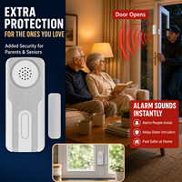 Capteur d'alarme de porte sans fil haute sensibilité avec surveillance à distance, pile AA, alarme 80 dB, sécurité enfant, installation facile