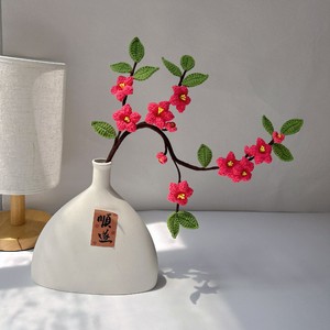 Hoogwaardige katoenen grote stengel haakwerk perzikbloesem |   Romantisch, dromerig, handgemaakt ambachtelijk cadeau voor Thanksgiving, Kerstmis, nieuw. - Product Image 1