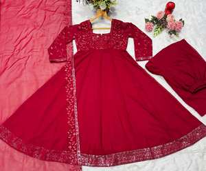 Ensemble de costume Anarkali brodé en marron pour femmes Unity Luxure, élégant pour les fêtes et les mariages - Product Image 5