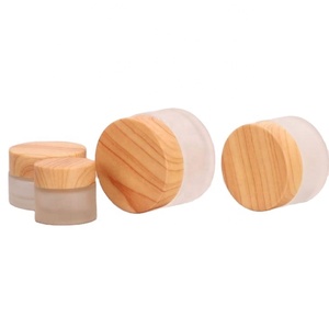 China High End <b>Clear</b> Frosted Glass Cream Jar <b>Container</b> Bamboo Cap Luxury Glass Jar With Wood Lid 30ml 50ml 100ml - Product Image 2