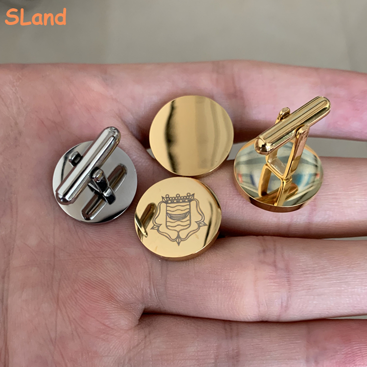Оптовая продажа от производителя ювелирных изделий SLand, запонки из нержавеющей стали круглой формы, заготовки для гравировки «сделай сам», запонки для мужчин