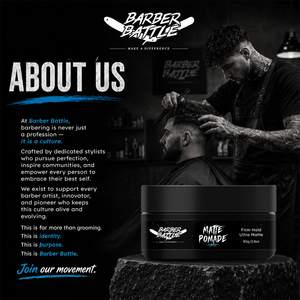 CPNP GMPC BARBERBATTLE โพเมดจัดแต่งทรงผมสำหรับผู้ชาย สูตรใหม่ เนื้อแมทท์  ปรับแต่งกลิ่นและฉลากได้ โพเมดเนื้อดินเหนียวสูตรน้ำสำหรับผู้ชาย - Product Image 2