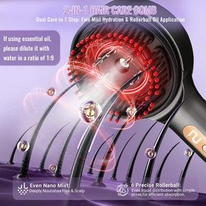 Applicateur d'huile capillaire, peigne de massage du cuir chevelu EMS, dispositif de soin des cheveux à nano-brume avec lumière LED - Product Image 2