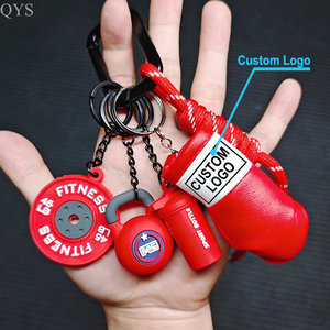 QYS Custom Logo 3D Sports Keychain Set Plastic Fitness Pendant Carabiner <b>Keyring</b> Lightweight Cartoon Design - Product Image 1
